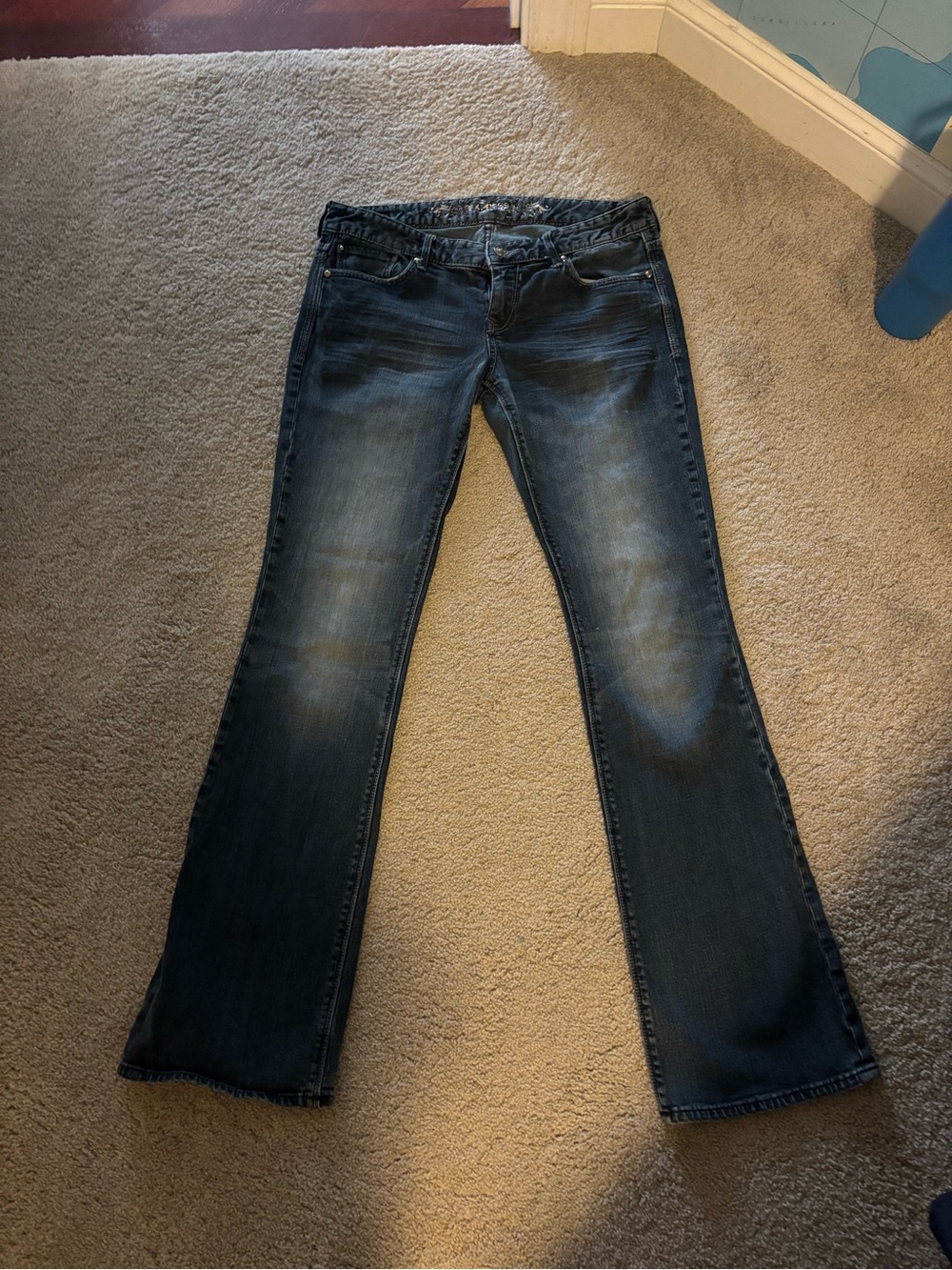 Express Dark Blue Flare Jeans for Women
